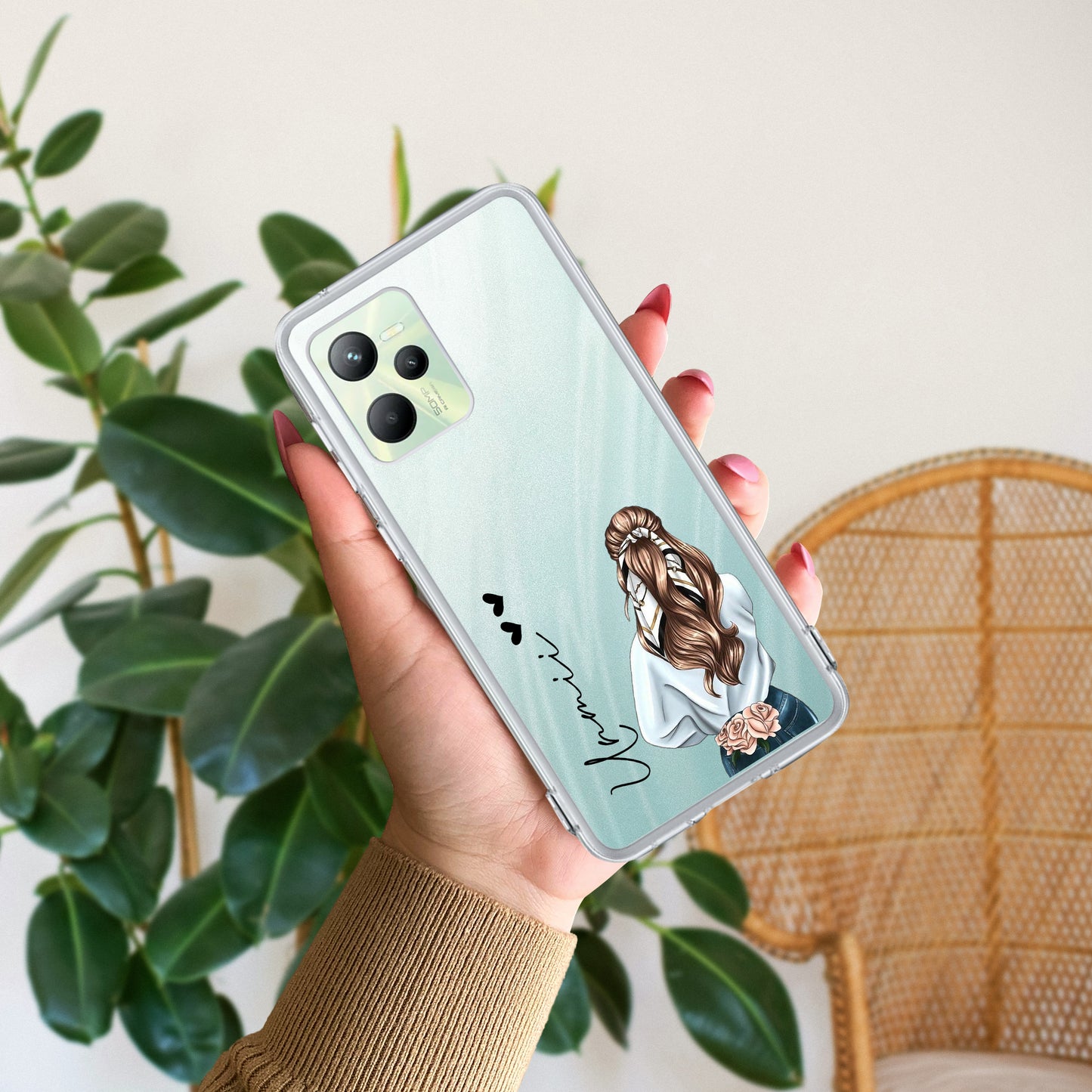 Girl With Flower Customize Transparent Silicon Case For Realme/Narzo ShopOnCliQ