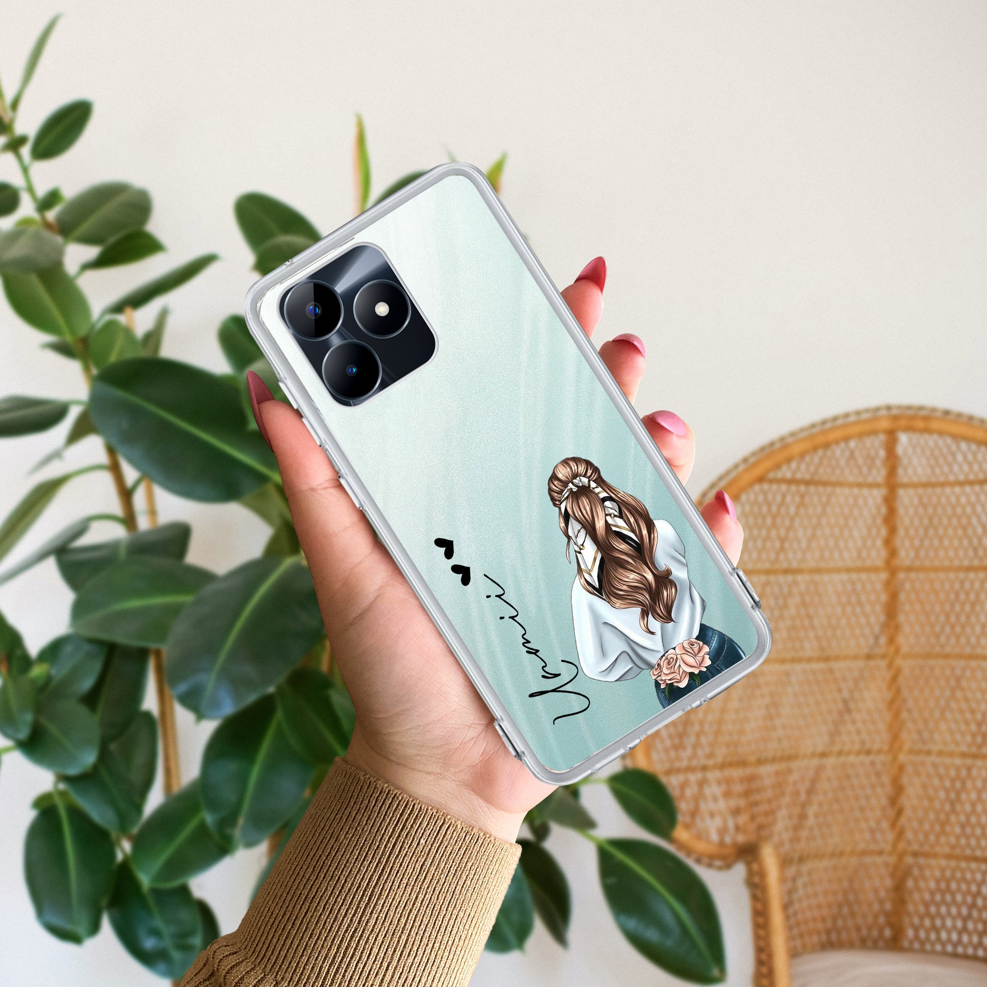 Girl With Flower Customize Transparent Silicon Case For Realme/Narzo ShopOnCliQ