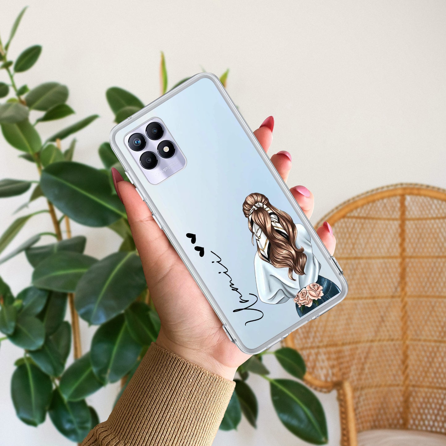 Girl With Flower Customize Transparent Silicon Case For Realme/Narzo ShopOnCliQ