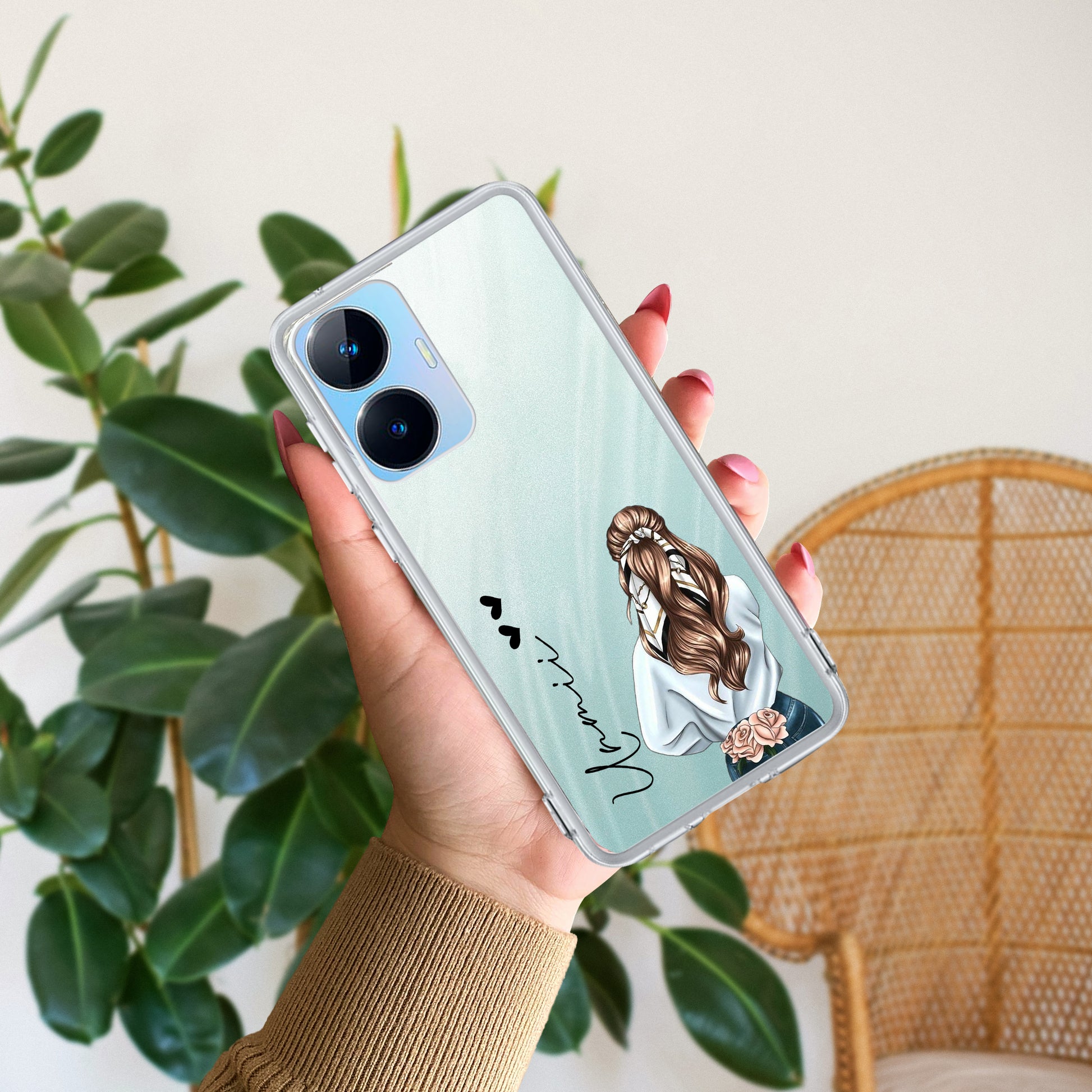 Girl With Flower Customize Transparent Silicon Case For Realme/Narzo ShopOnCliQ