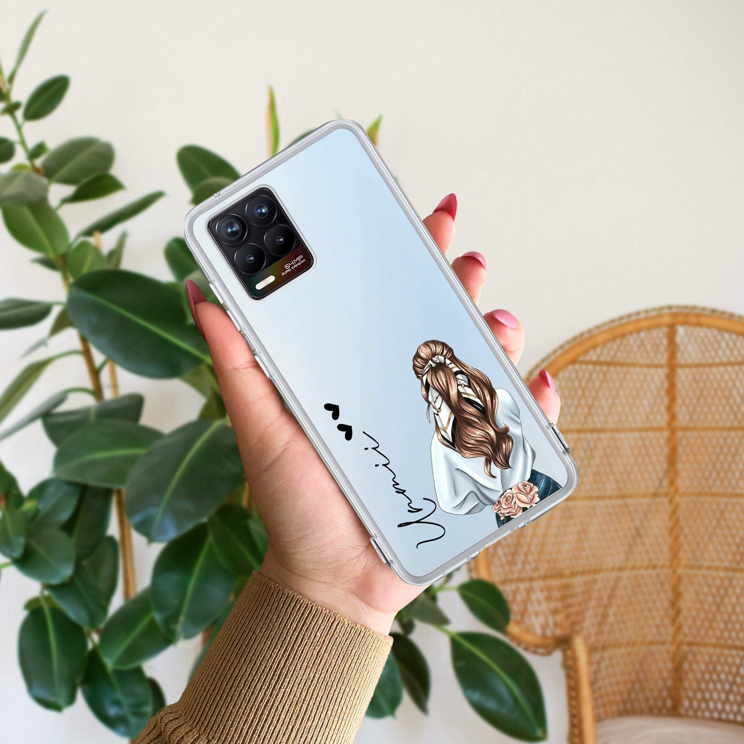 Girl With Flower Customize Transparent Silicon Case For Realme/Narzo ShopOnCliQ