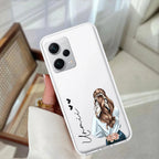 Girl With Flower Customize Transparent Silicon Case For Redmi Note 14 5G