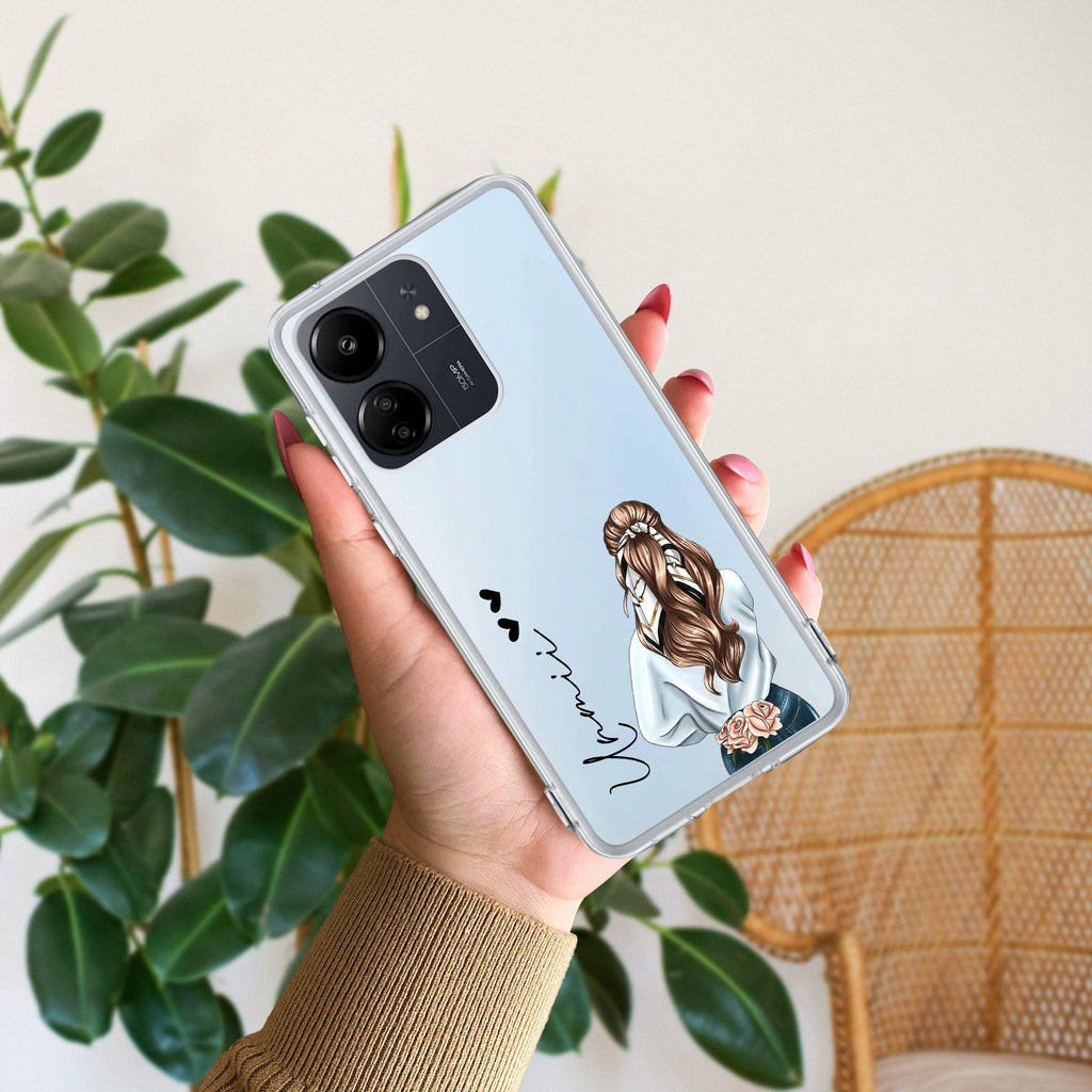Girl With Flower Customize Transparent Silicon Case For Xiaomi 12 Pro 5G
