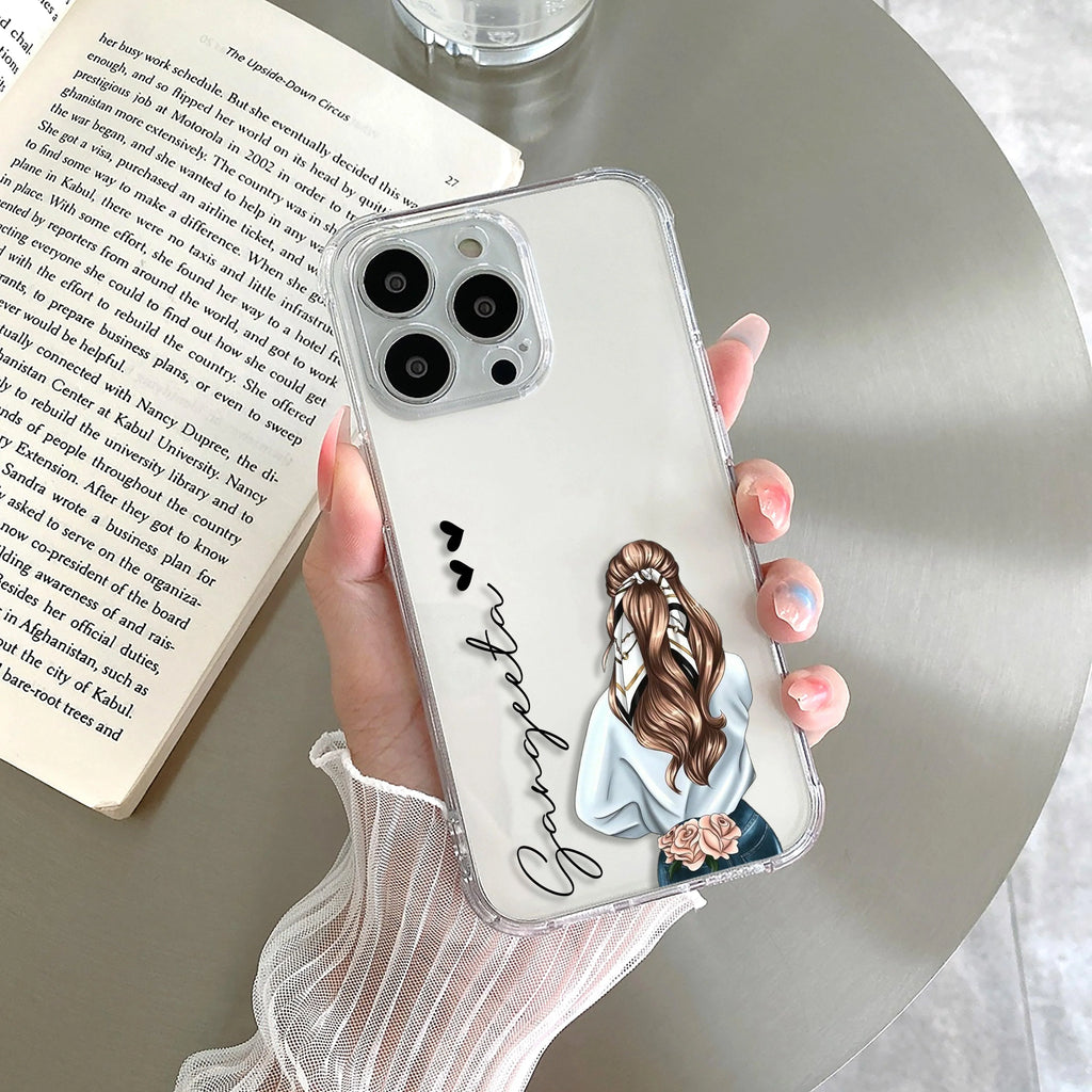 Girl With Flower Customize Transparent Silicon Case For Redmi 9 Prime