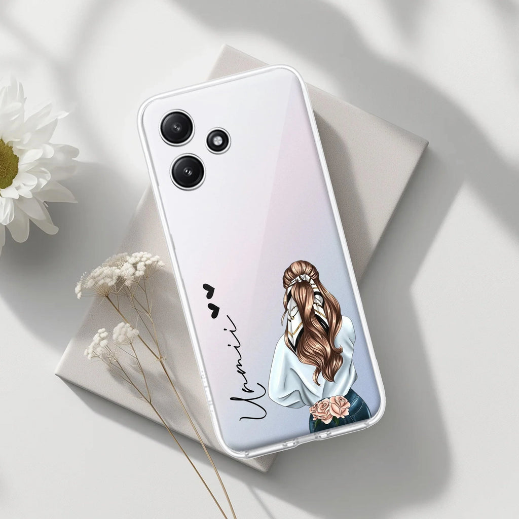 Girl With Flower Customize Transparent Silicon Case For Redmi 13 5G