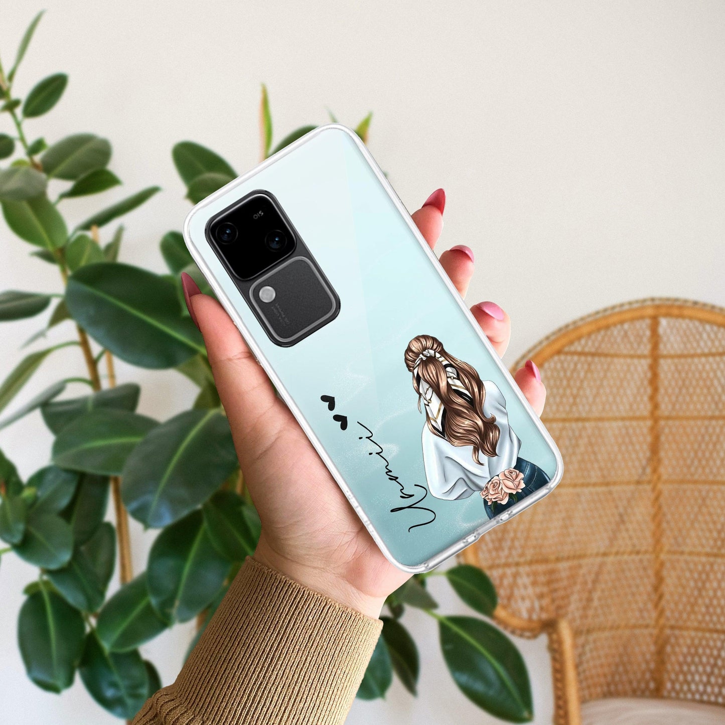 Girl With Flower Customize Transparent Silicon Case For Vivo