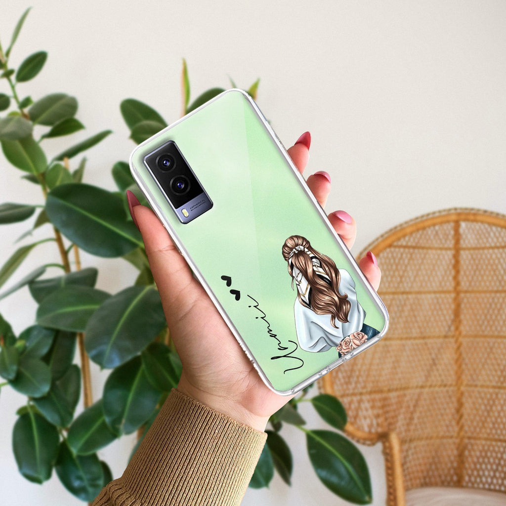Girl With Flower Customize Transparent Silicon Case For Vivo