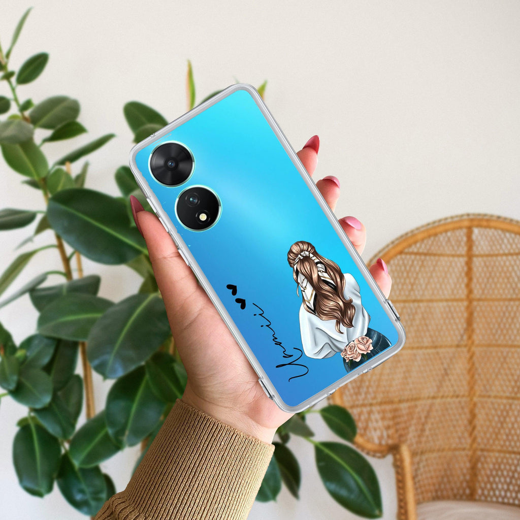 Girl With Flower Customize Transparent Silicon Case For Vivo