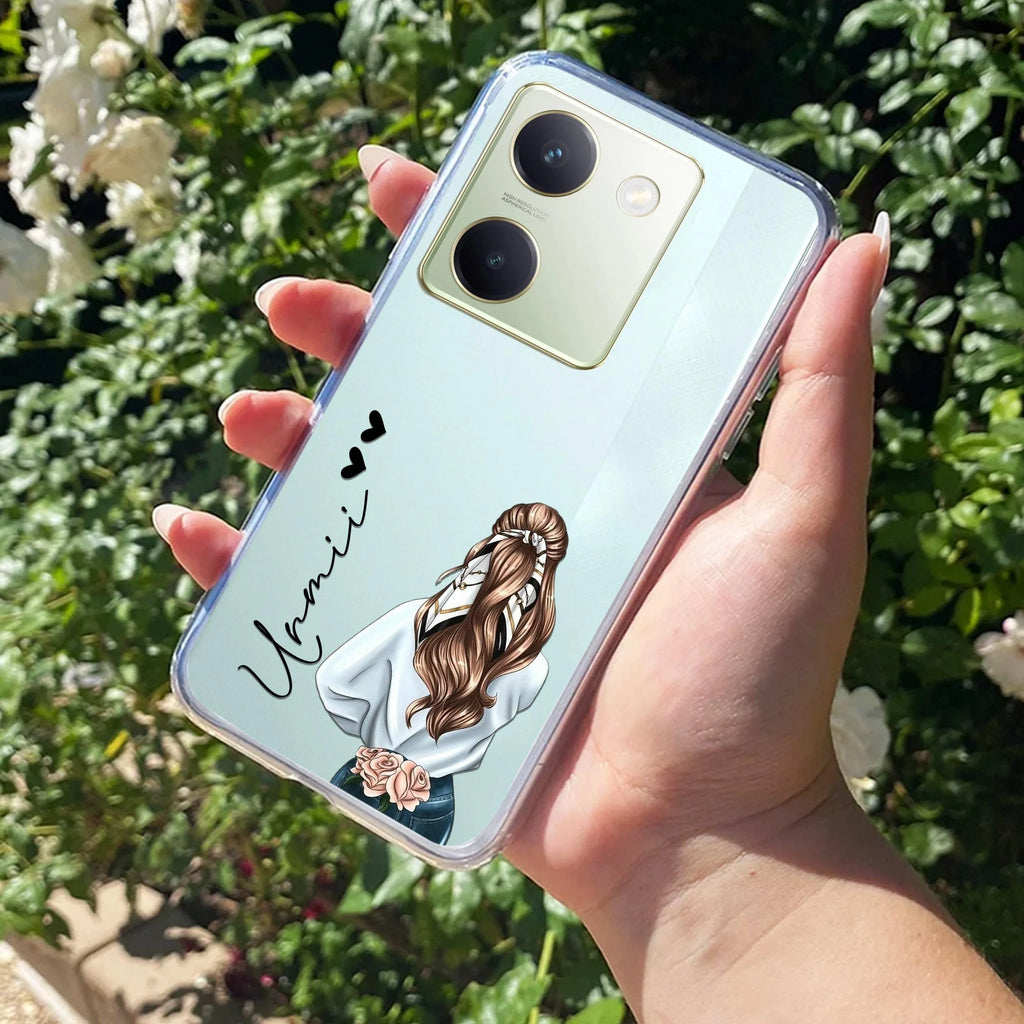 Girl With Flower Customize Transparent Silicon Case For Vivo - ShopOnCliQ