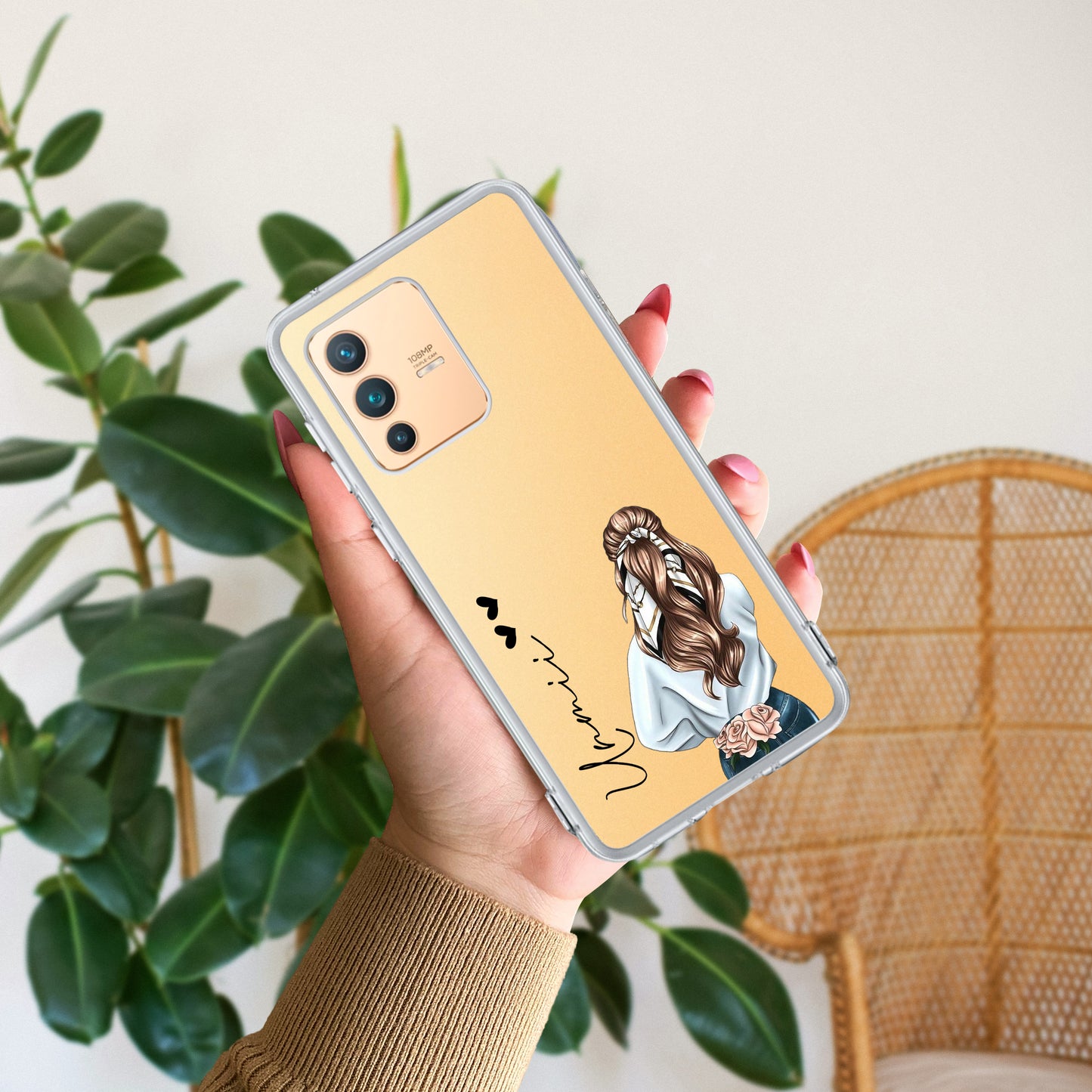 Girl With Flower Customize Transparent Silicon Case For Vivo ShopOnCliQ