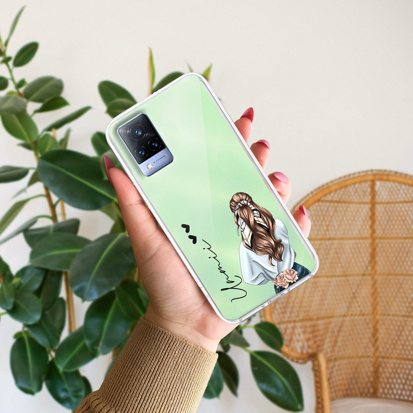 Girl With Flower Customize Transparent Silicon Case For Vivo ShopOnCliQ