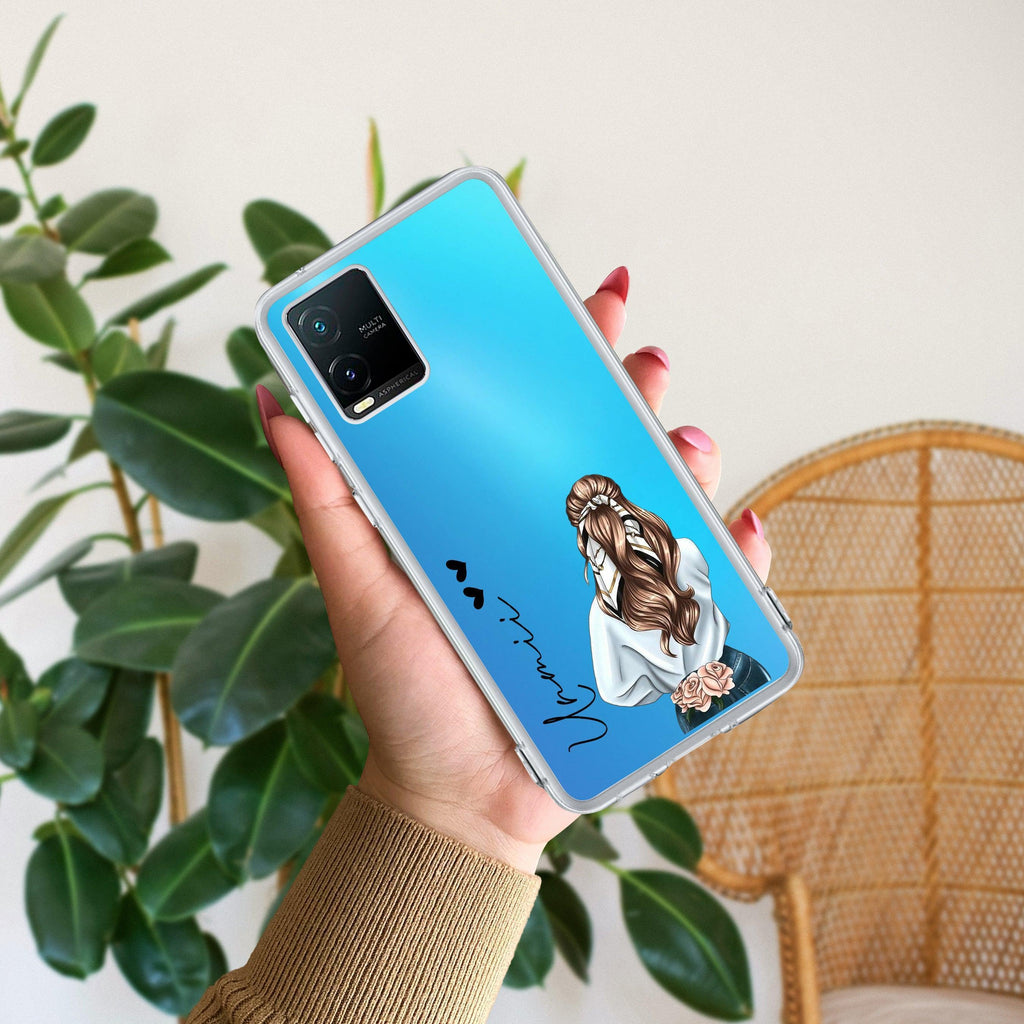 Girl With Flower Customize Transparent Silicon Case For Vivo Y21 / Vivo Y21A / Vivo Y21E /Vivo Y21S/ Vivo Y21T