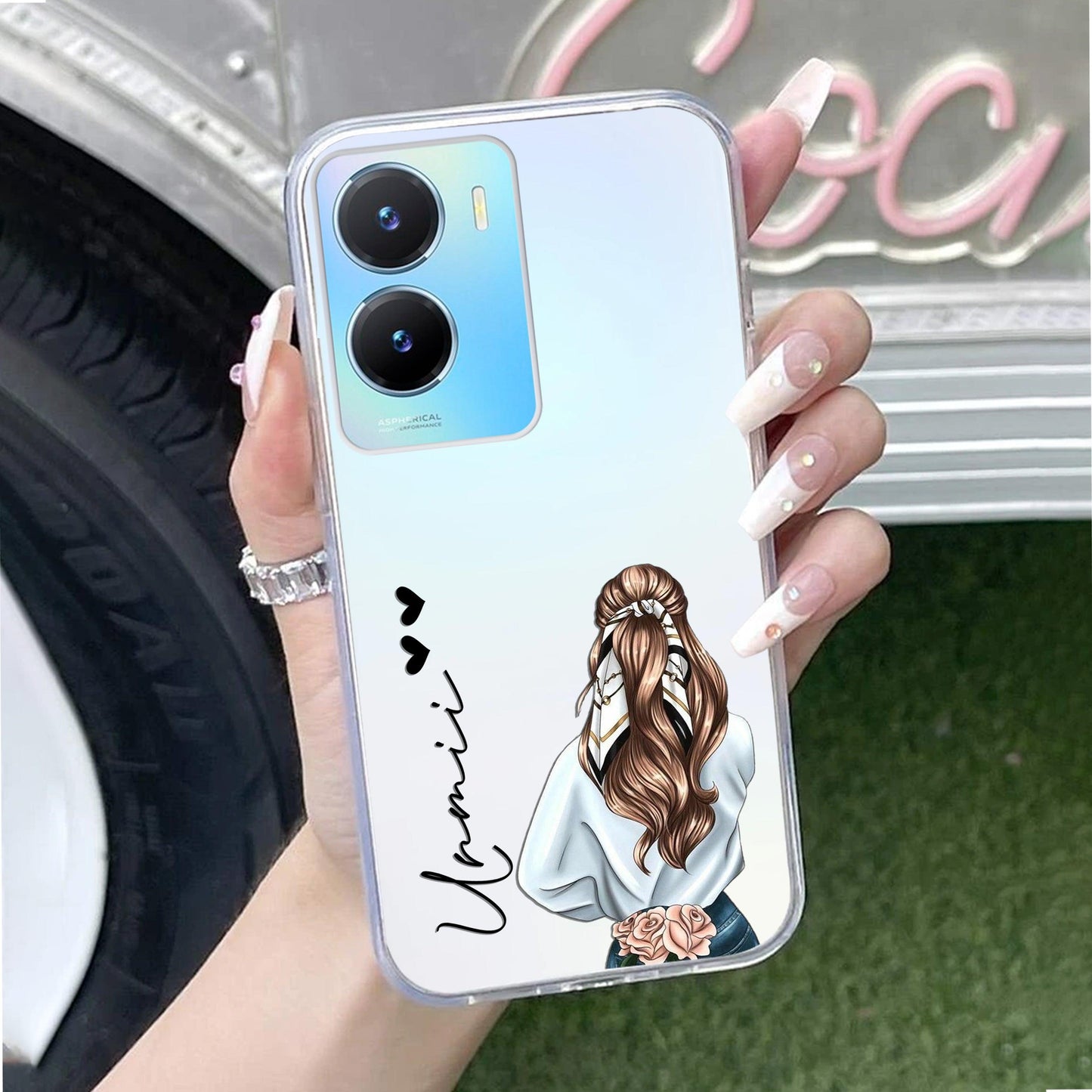 Girl With Flower Customize Transparent Silicon Case For Vivo