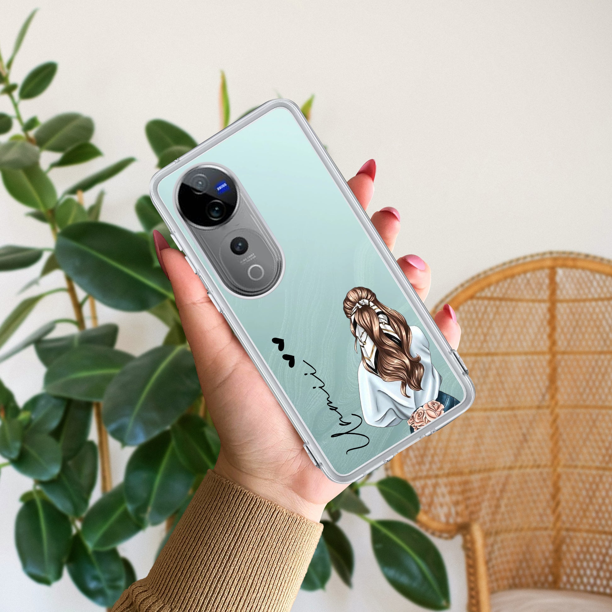 Girl With Flower Customize Transparent Silicon Case For Vivo ShopOnCliQ