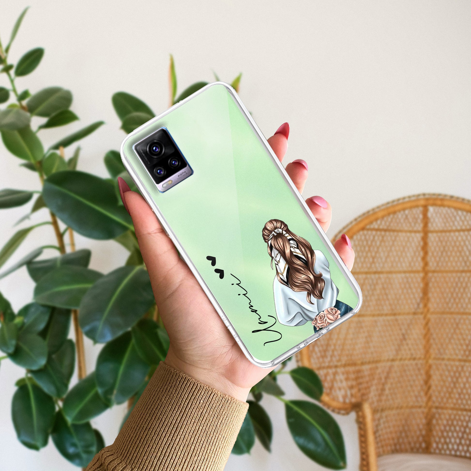 Girl With Flower Customize Transparent Silicon Case For Vivo ShopOnCliQ