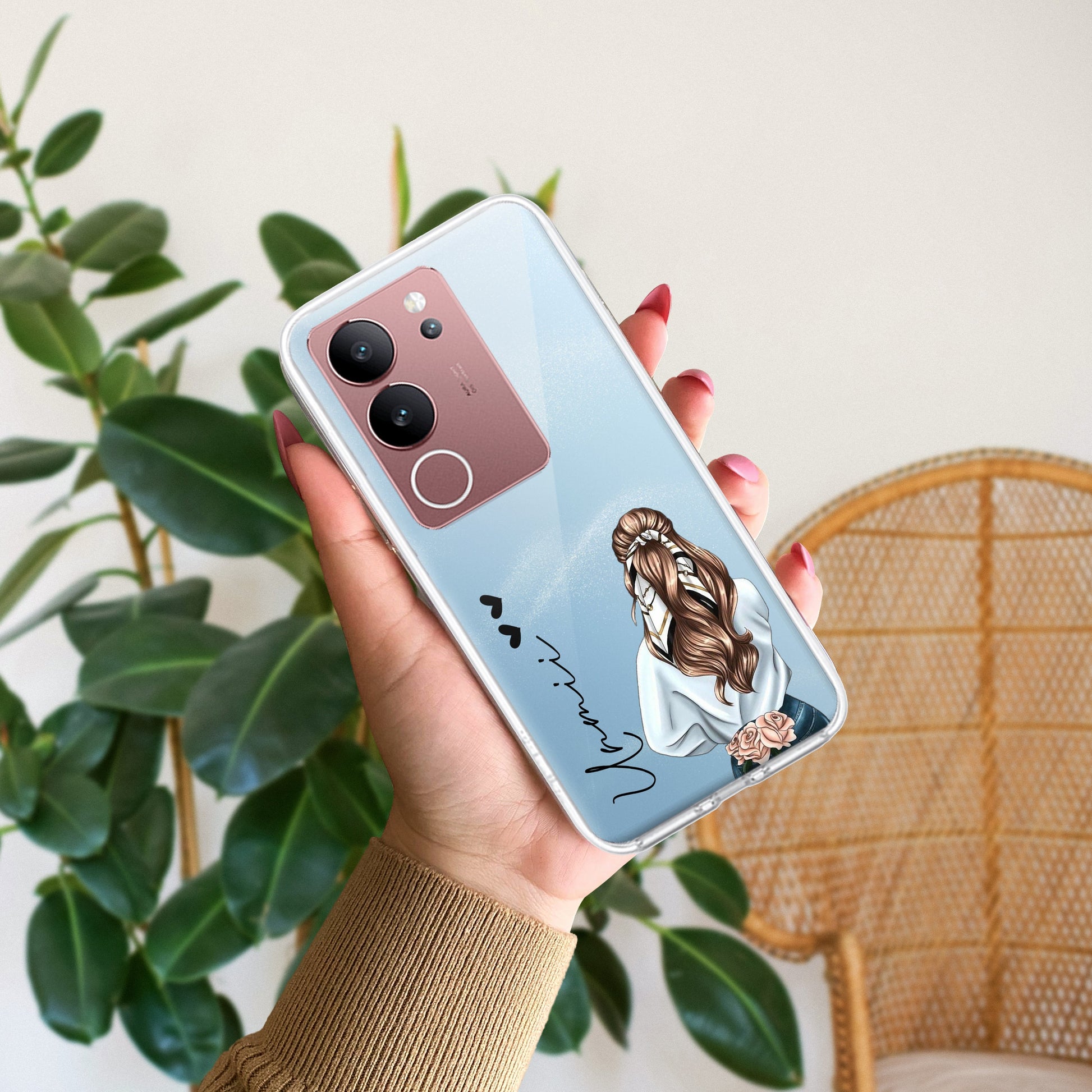 Girl With Flower Customize Transparent Silicon Case For Vivo ShopOnCliQ