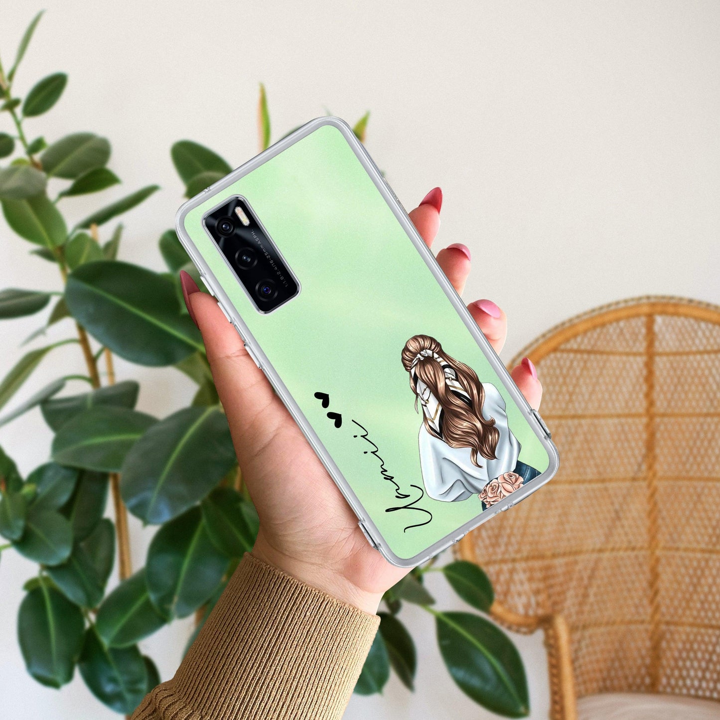 Girl With Flower Customize Transparent Silicon Case For Vivo