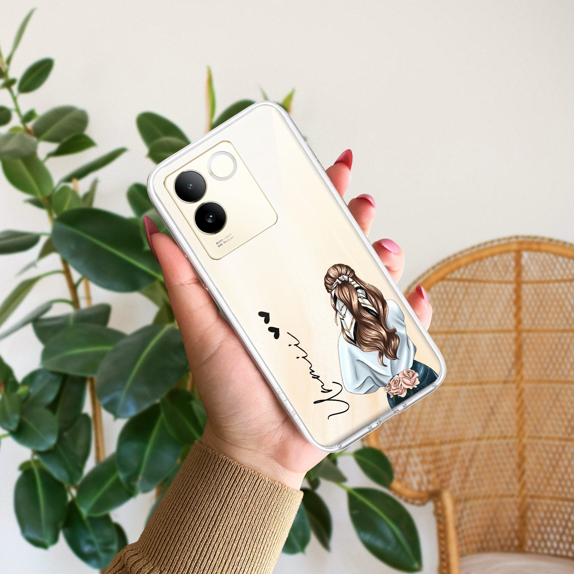 Girl With Flower Customize Transparent Silicon Case For Vivo ShopOnCliQ