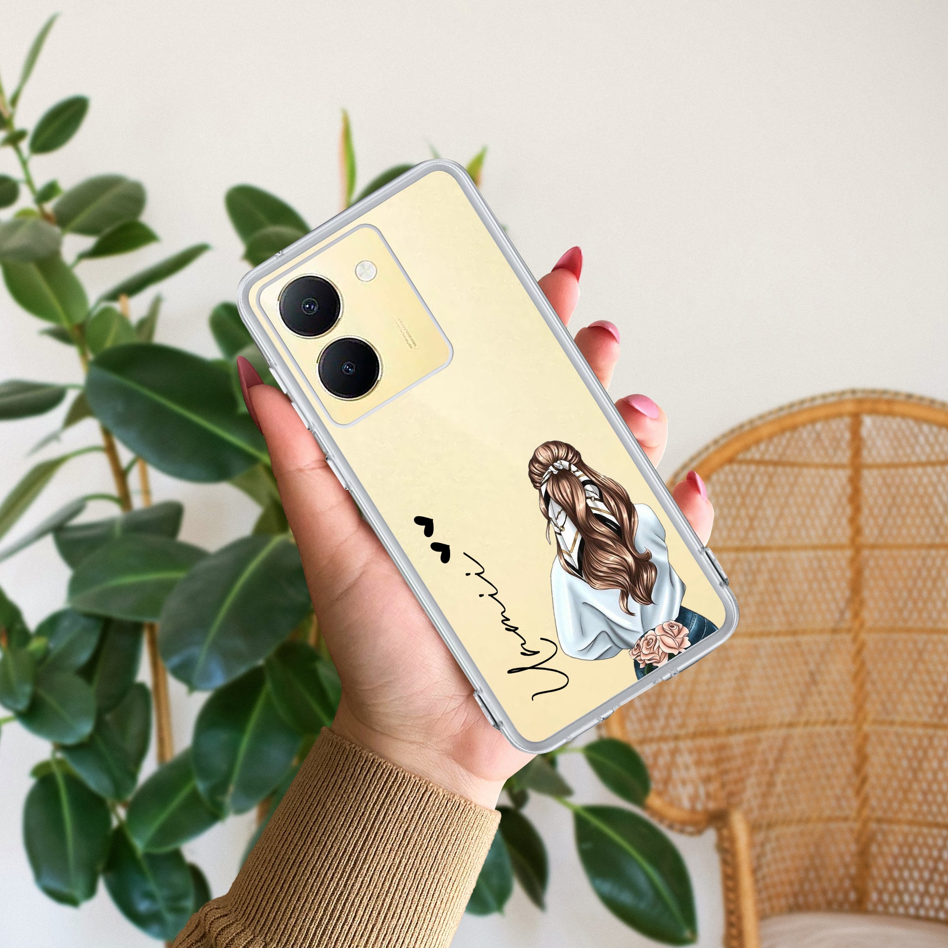 Girl With Flower Customize Transparent Silicon Case For Vivo ShopOnCliQ