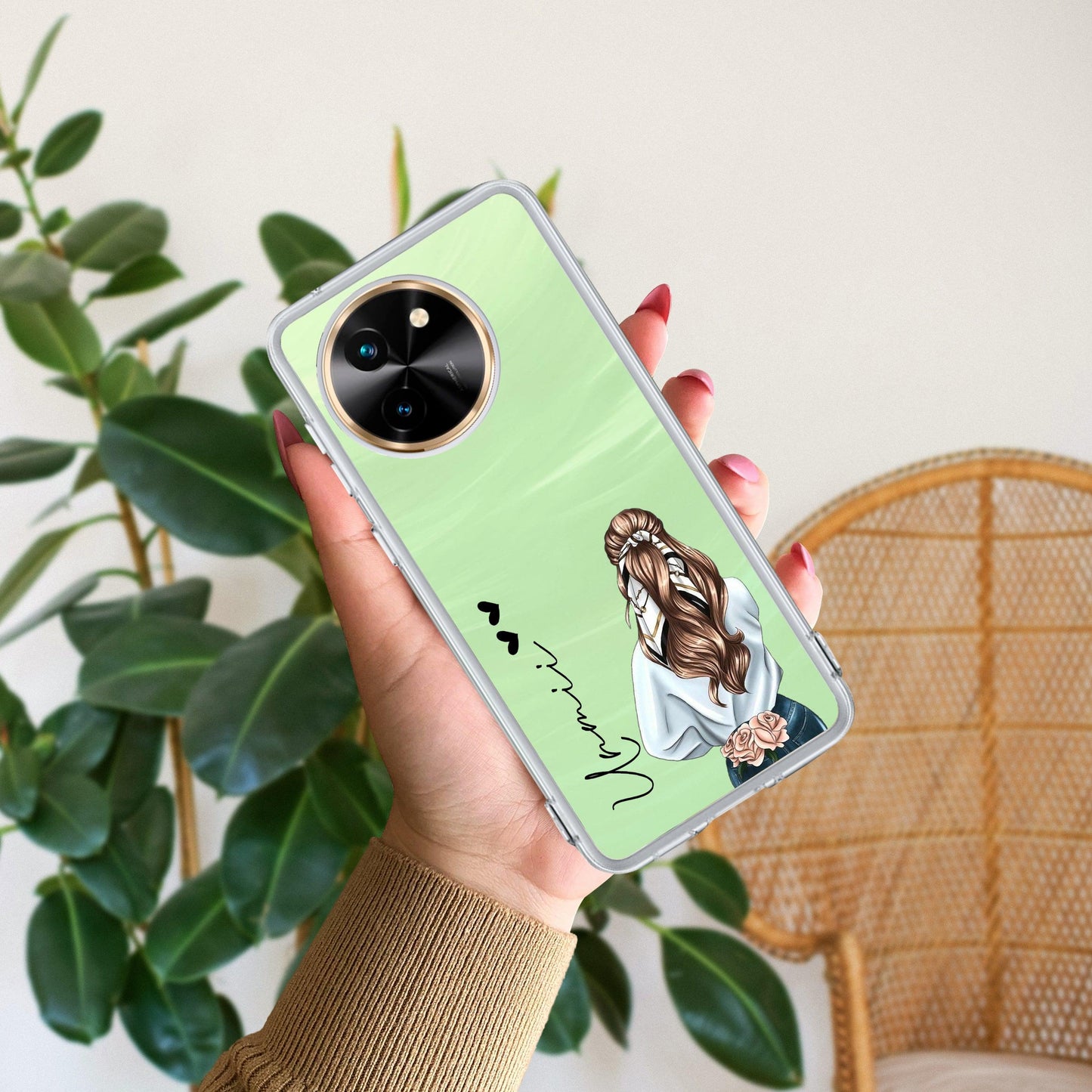 Girl With Flower Customize Transparent Silicon Case For Vivo