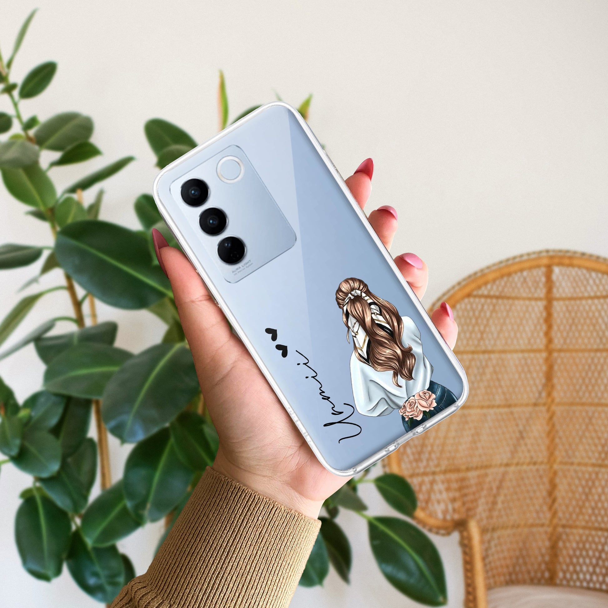 Girl With Flower Customize Transparent Silicon Case For Vivo ShopOnCliQ