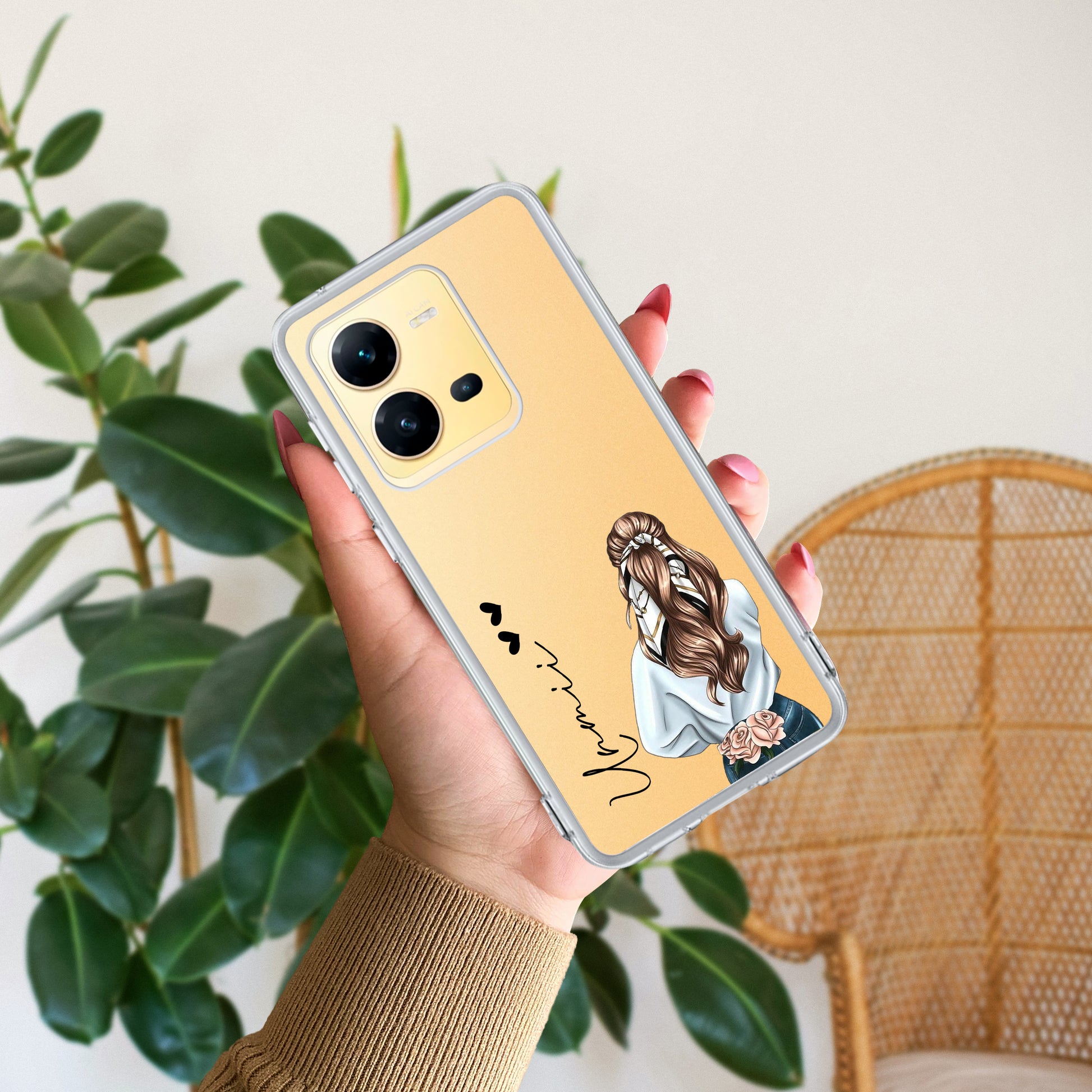 Girl With Flower Customize Transparent Silicon Case For Vivo ShopOnCliQ