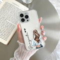 Girl With Flower Customize Transparent Silicon Case For iPhone 15 Pro Max