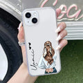 Girl With Flower Customize Transparent Silicon Case For iPhone 13