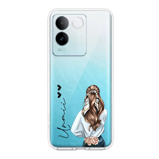 Girl With Flower Customize Transparent Silicon Case For iQOO ShopOnCliQ