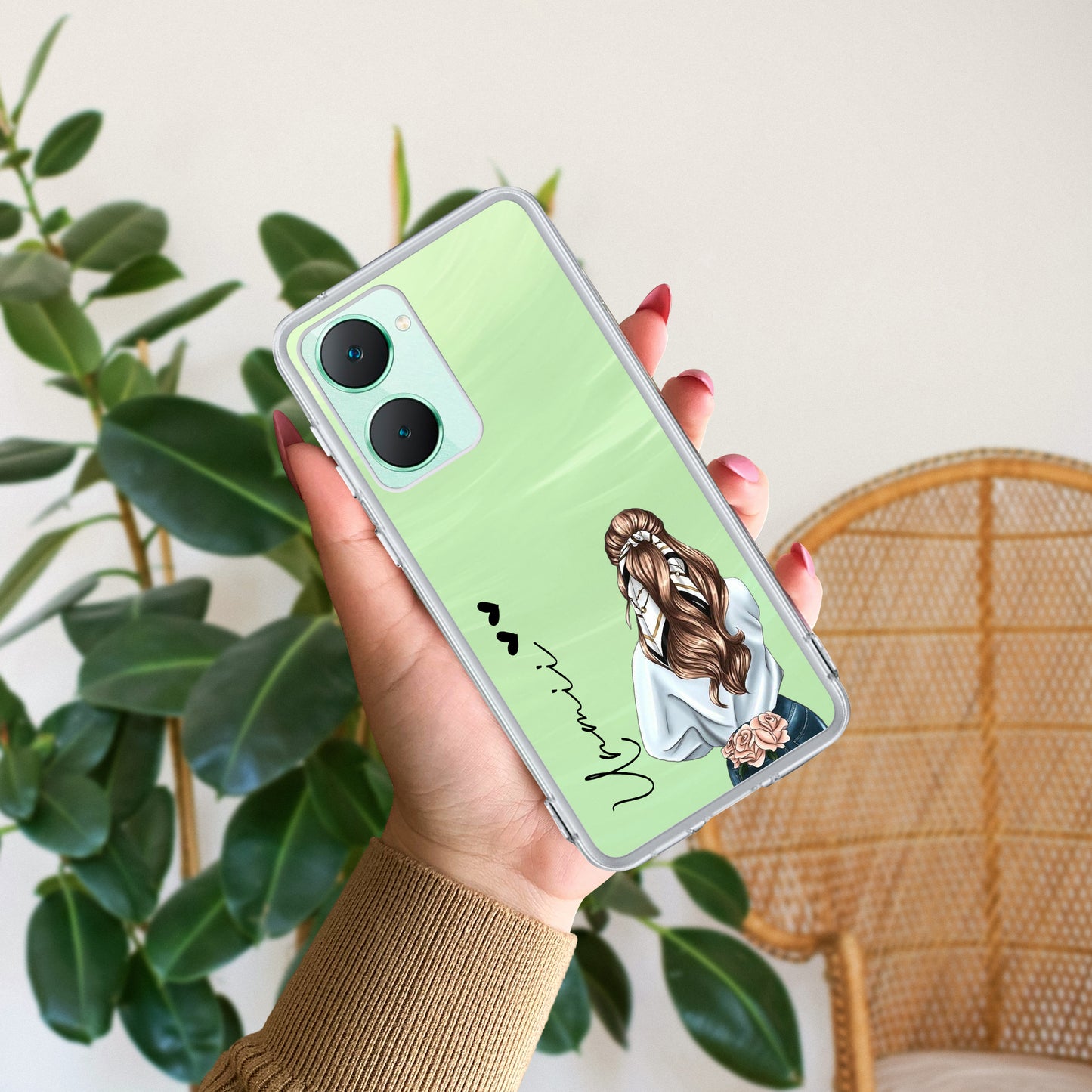 Girl With Flower Customize Transparent Silicon Case For iQOO ShopOnCliQ