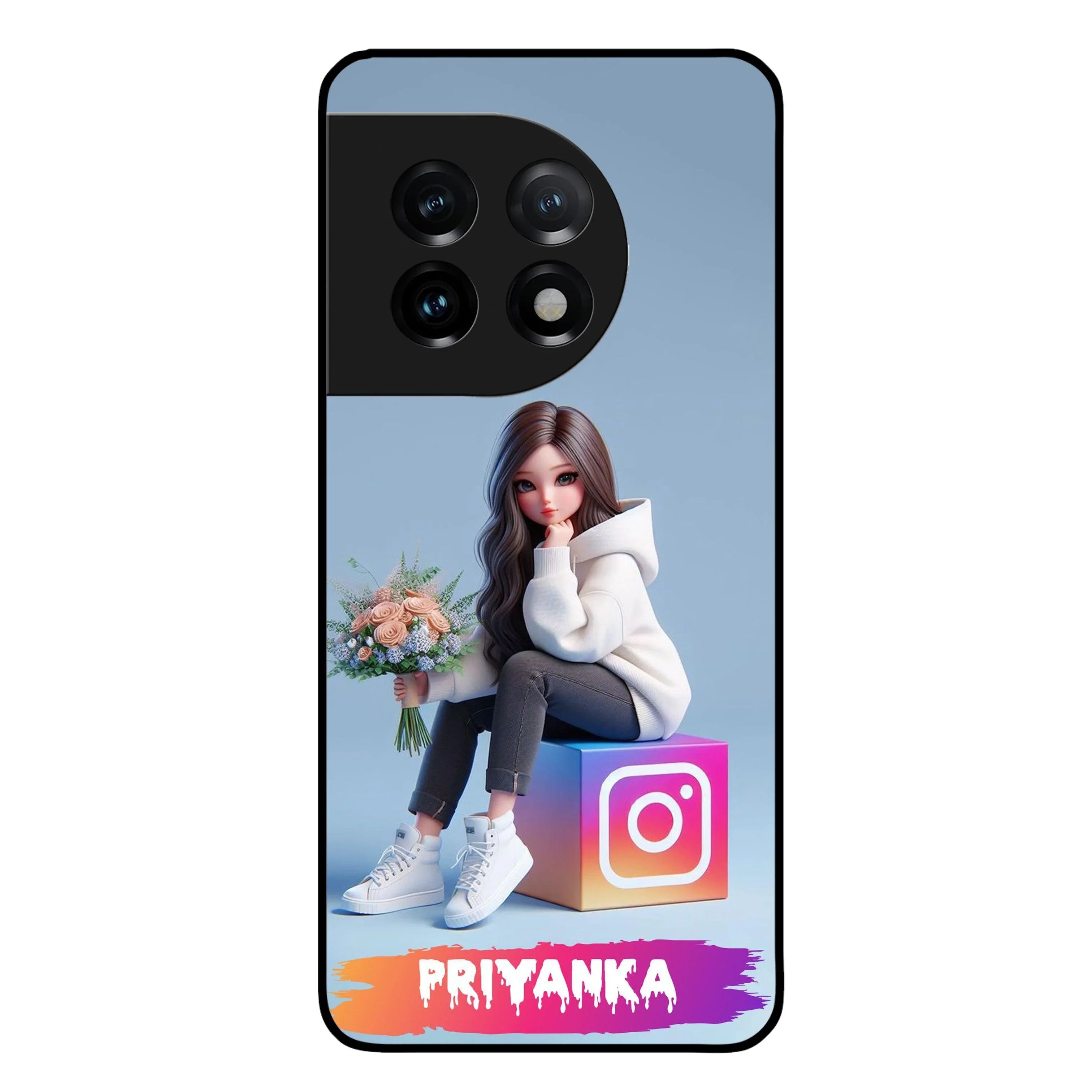 Girl With Flower Glossy Metal Case Cover For OnePlus - ShopOnCliQ