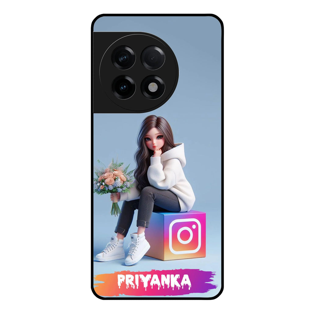 Girl With Flower Glossy Metal Case Cover For OnePlus - ShopOnCliQ