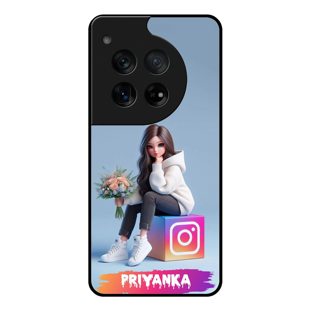 Girl With Flower Glossy Metal Case Cover For OnePlus - ShopOnCliQ