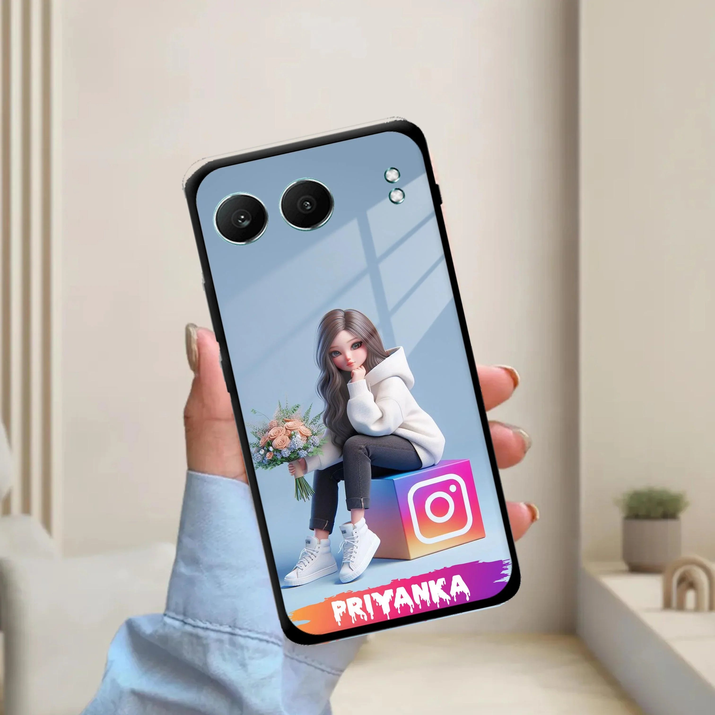 Girl With Flower Glossy Metal Case Cover For OnePlus - ShopOnCliQ