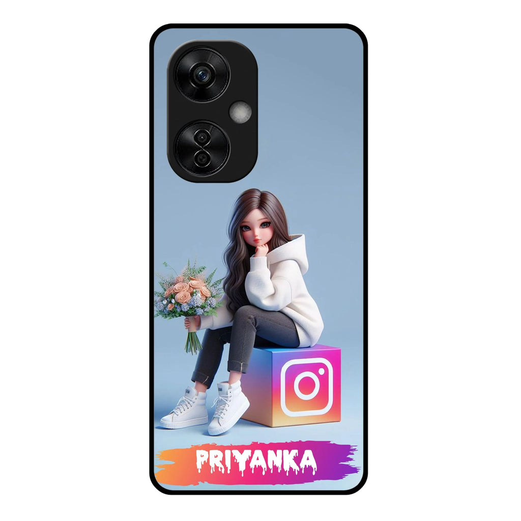 Girl With Flower Glossy Metal Case Cover For OnePlus - ShopOnCliQ