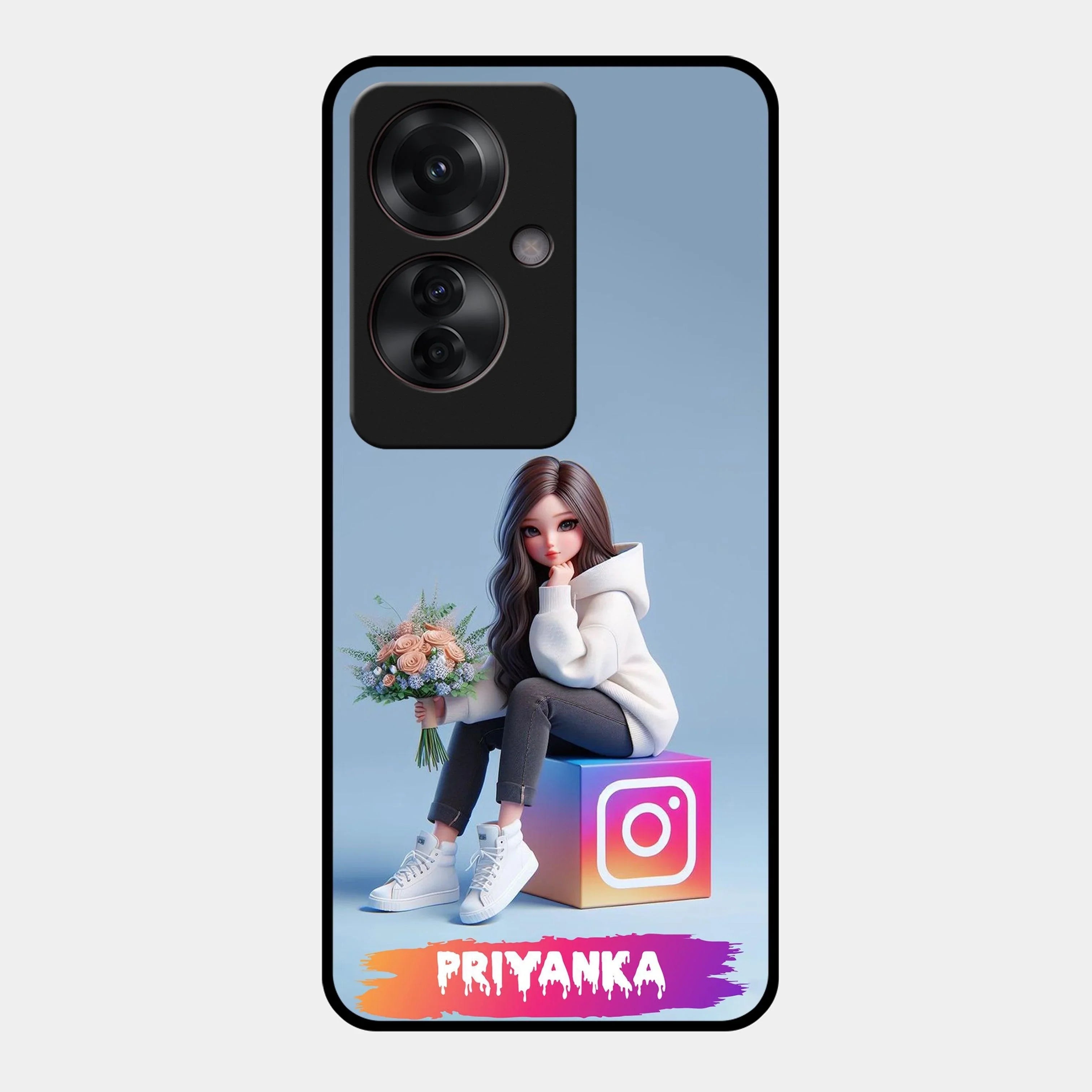 Girl With Flower Glossy Metal Case Cover For Oppo - ShopOnCliQ