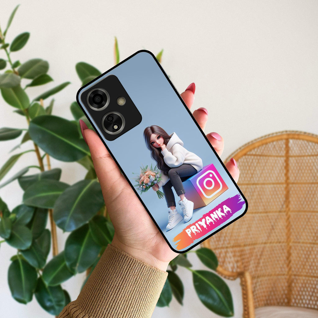 Girl With Flower Glossy Metal Case Cover For Oppo - ShopOnCliQ