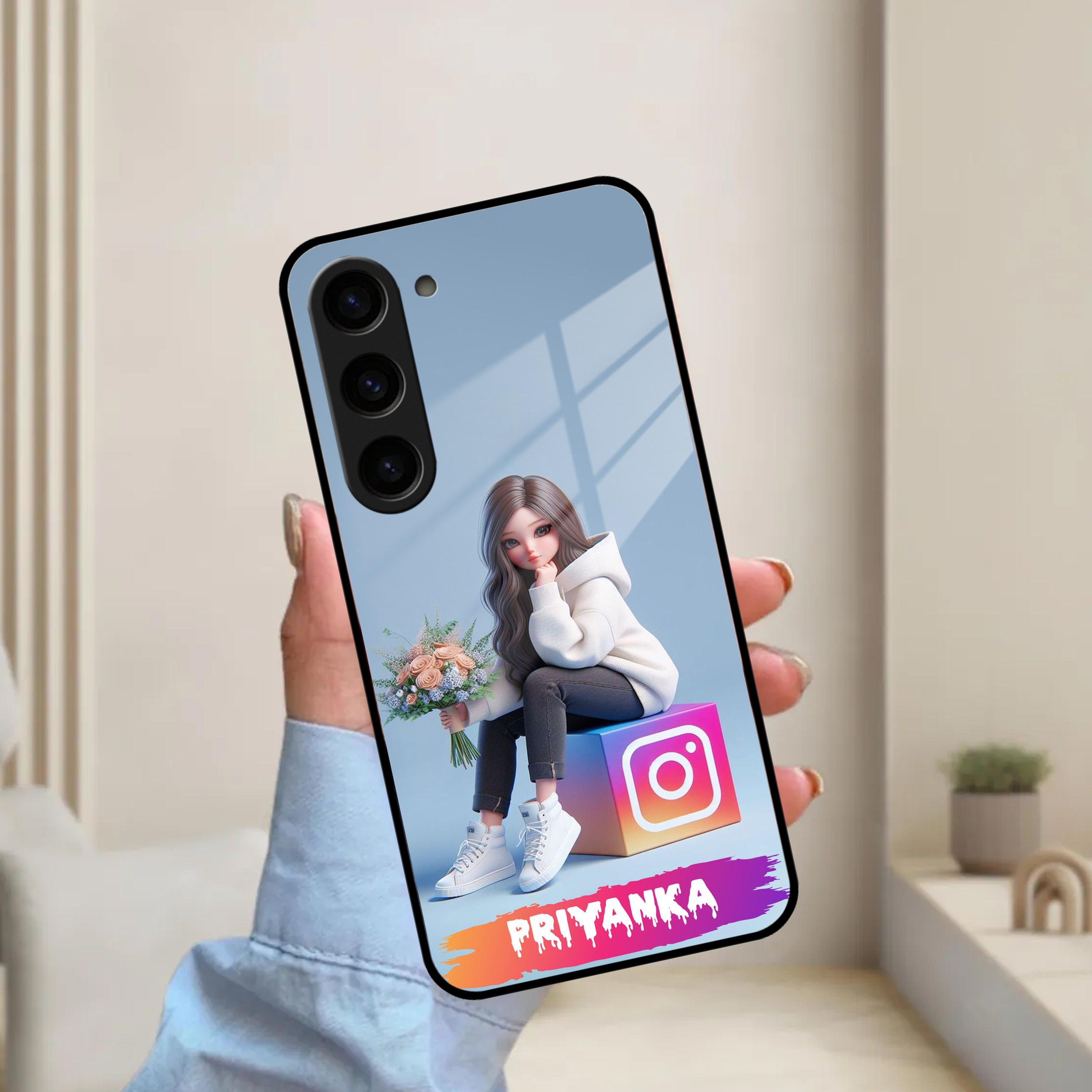 Girl With Flower Glossy Metal Case Cover For Samsung - ShopOnCliQ