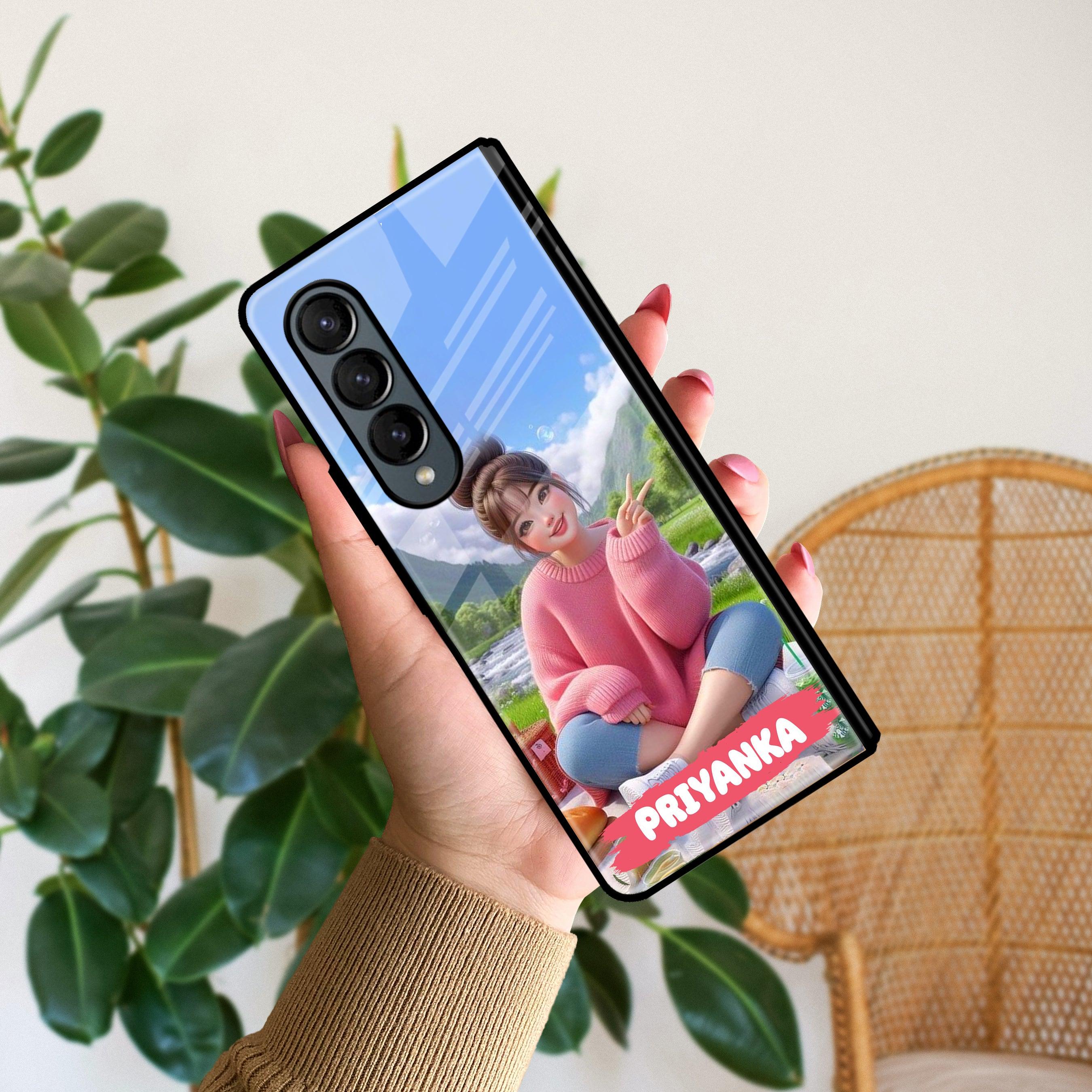 Girl With Flower Glossy Metal Case Cover For Samsung - ShopOnCliQ