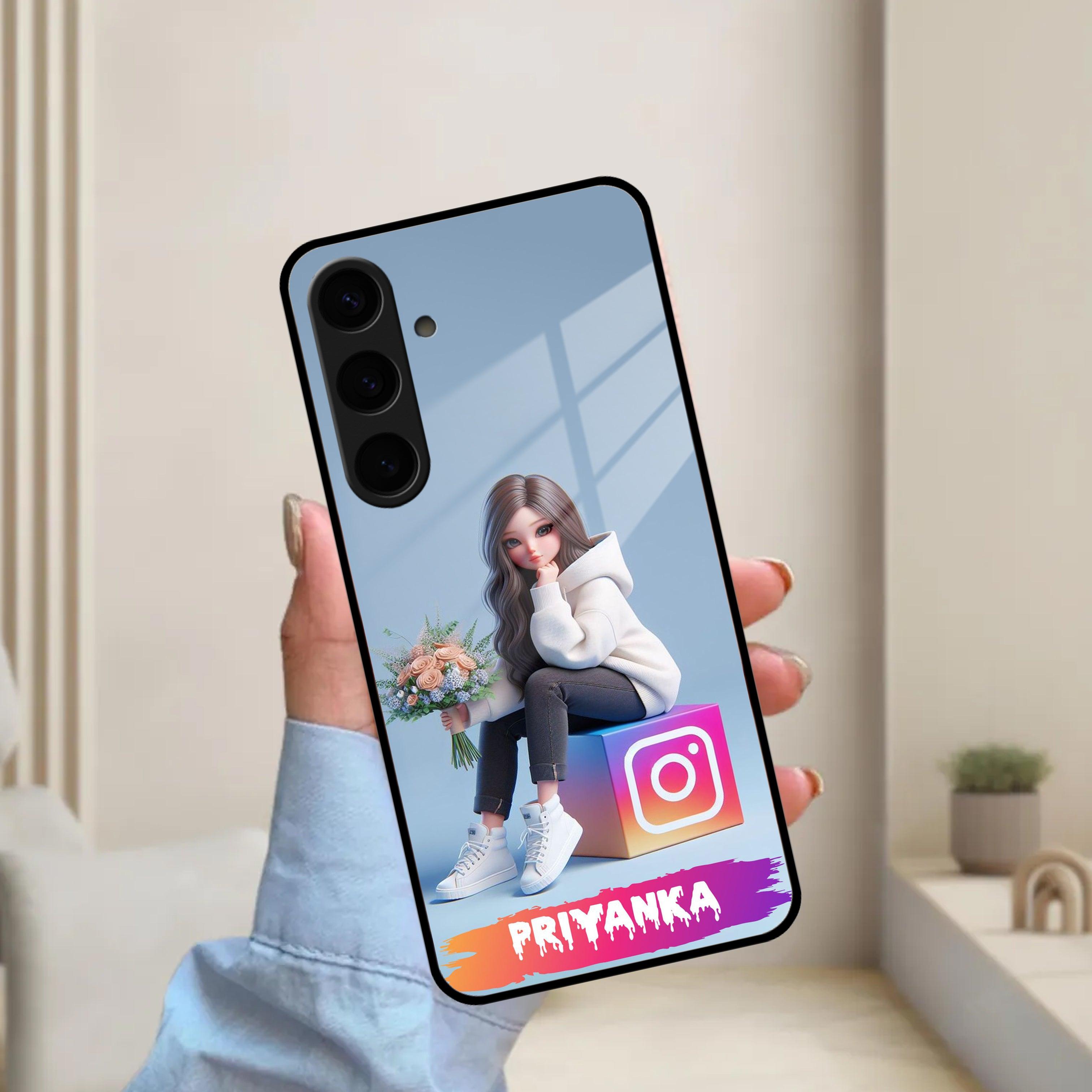 Girl With Flower Glossy Metal Case Cover For Samsung - ShopOnCliQ