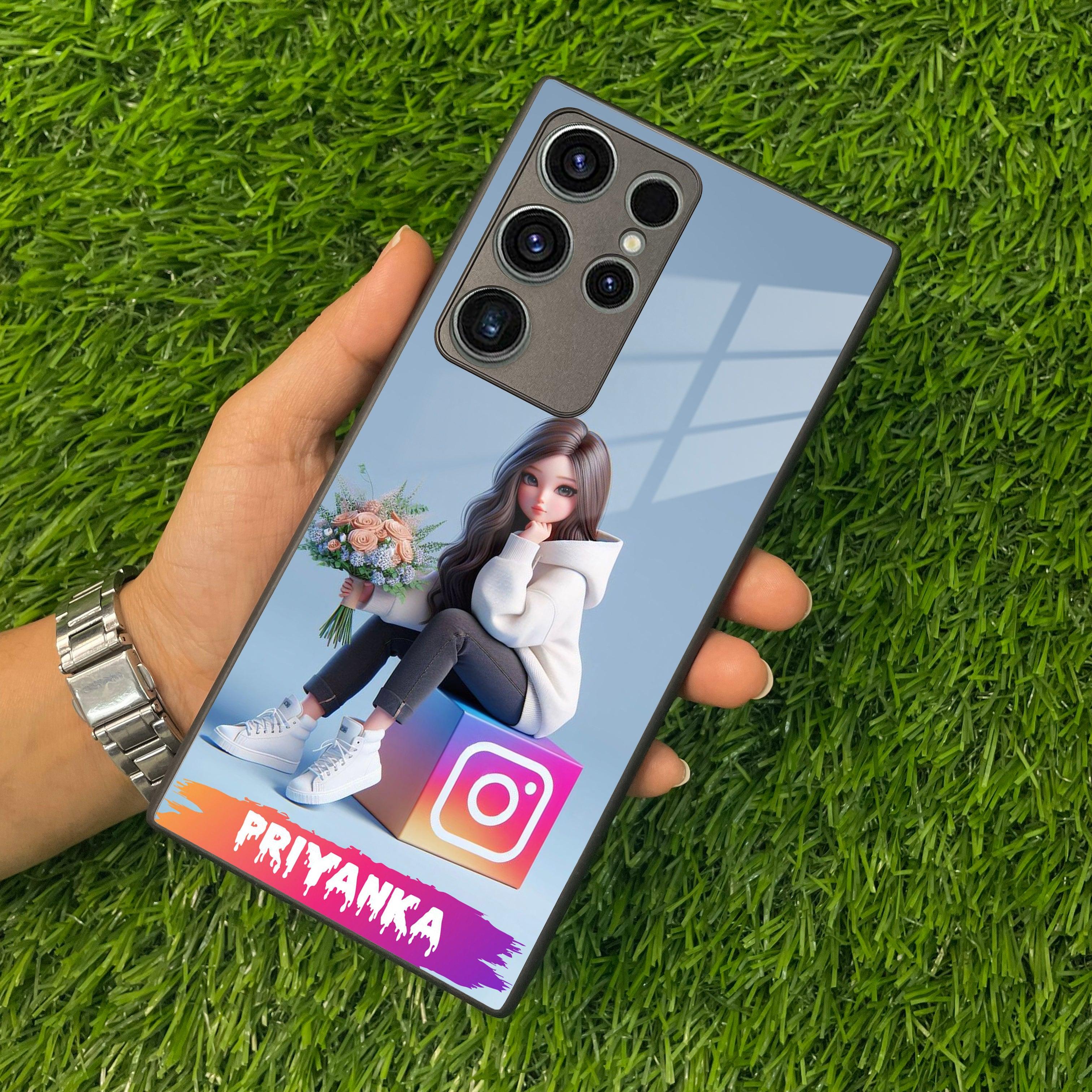 Girl With Flower Glossy Metal Case Cover For Samsung - ShopOnCliQ