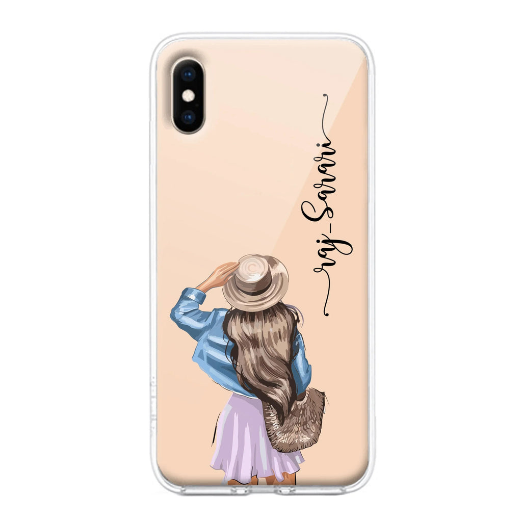 Girl With Hat Customize Transparent Silicon Case For iPhone X/Xs