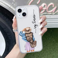 Girl With Hat Customize Transparent Silicon Case For iPhone 14 Plus