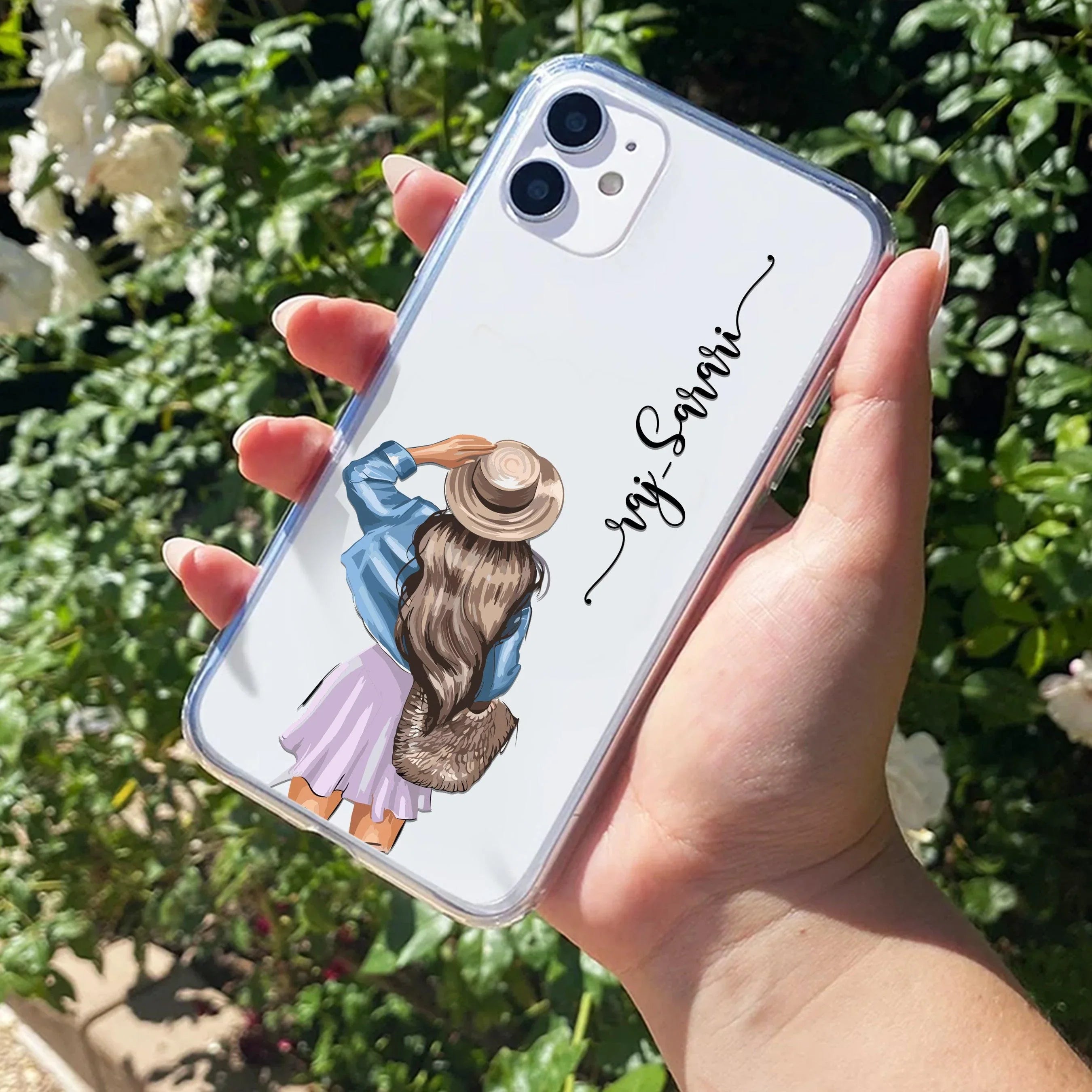 Girl With Hat Customize Anti Yellow Clear Phone Case For iPhone 12 Mini