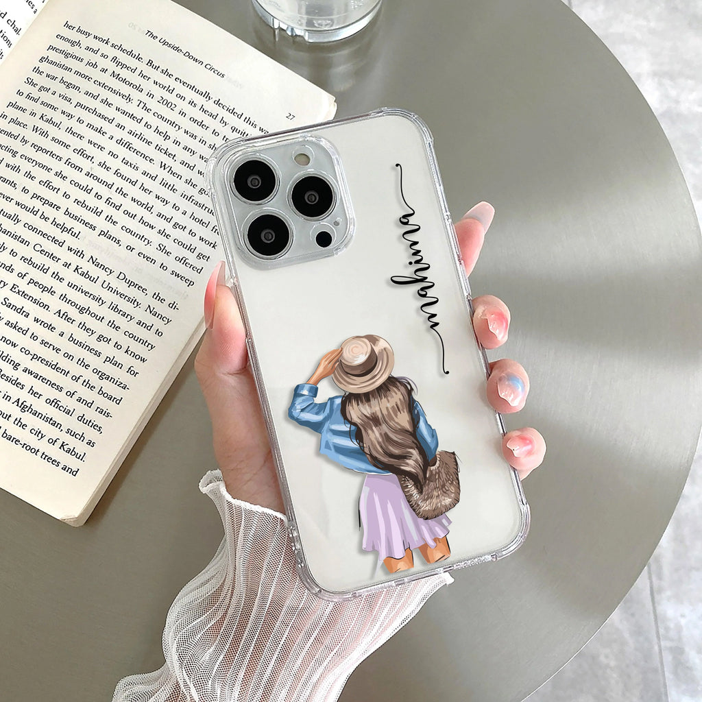 Girl With Hat Customize Transparent Silicon Case For iPhone 15 Pro