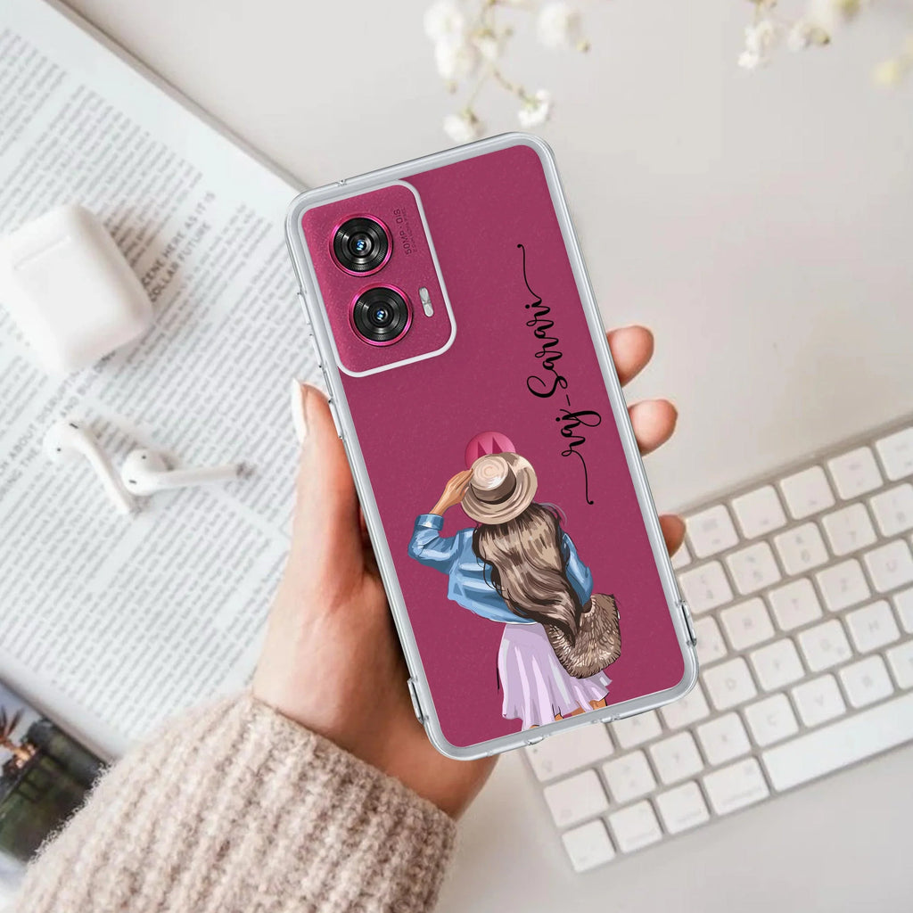 Girl With Hat Customize Anti Yellow Case For Motorola Edge 60 5G