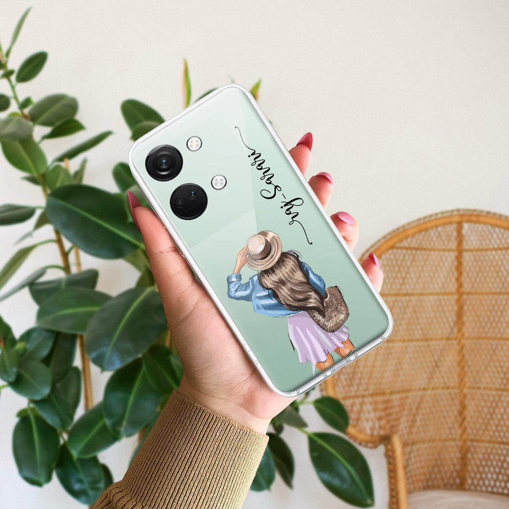 Girl With Hat Customize Transparent Silicon Case For OnePlus