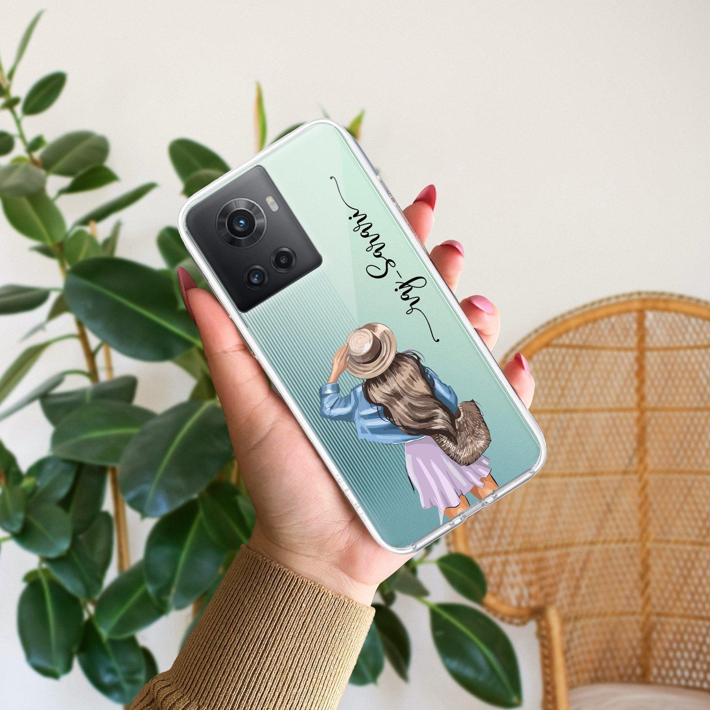 Girl With Hat Customize Transparent Silicon Case For OnePlus