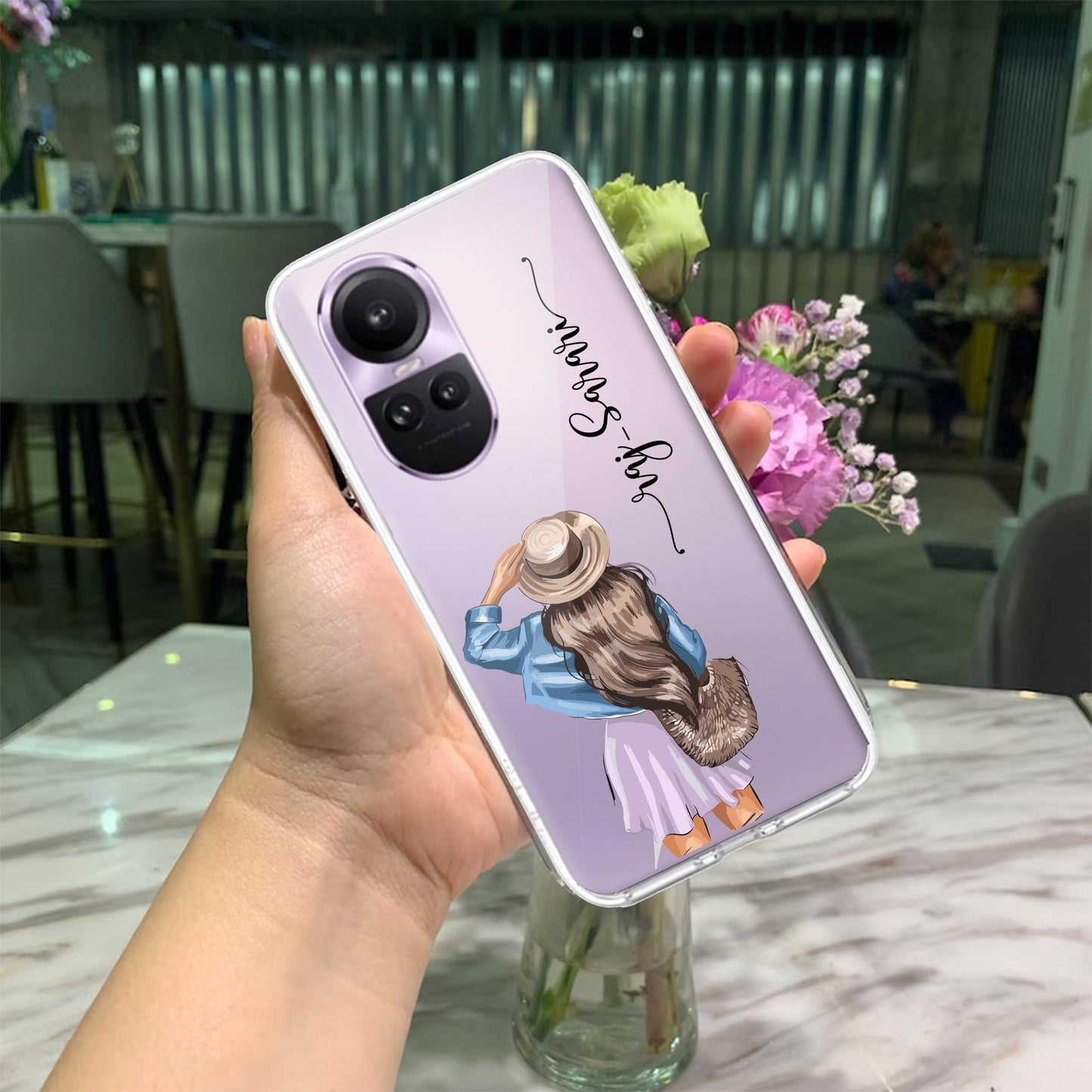 Girl With Hat Customize Transparent Silicon Case For Oppo