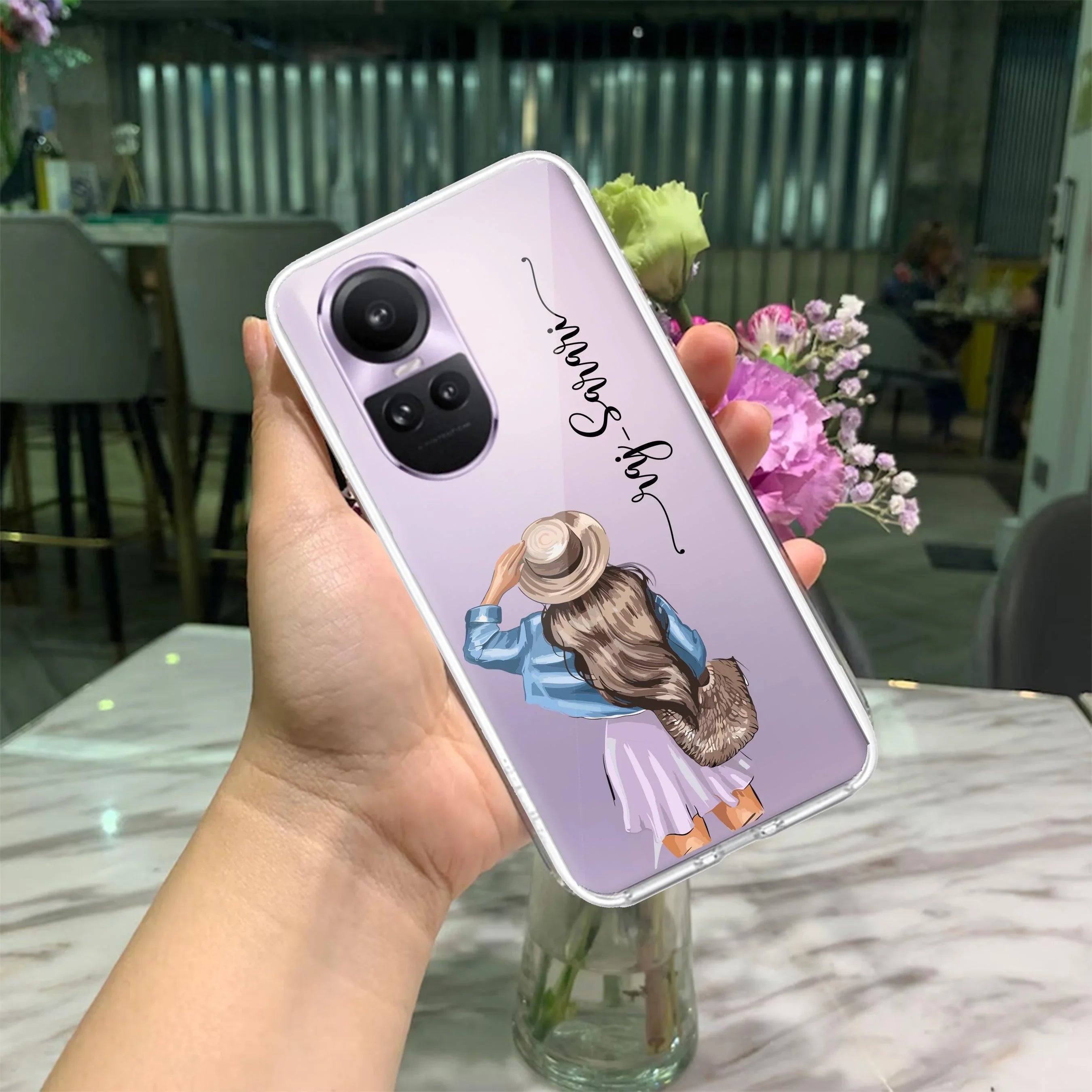 Girl With Hat Customize Anti Yellow Clear Phone Case For Oppo